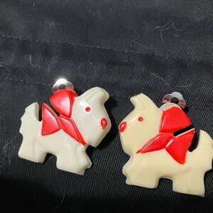 Vintage scotty westie terrier dog clip earrings